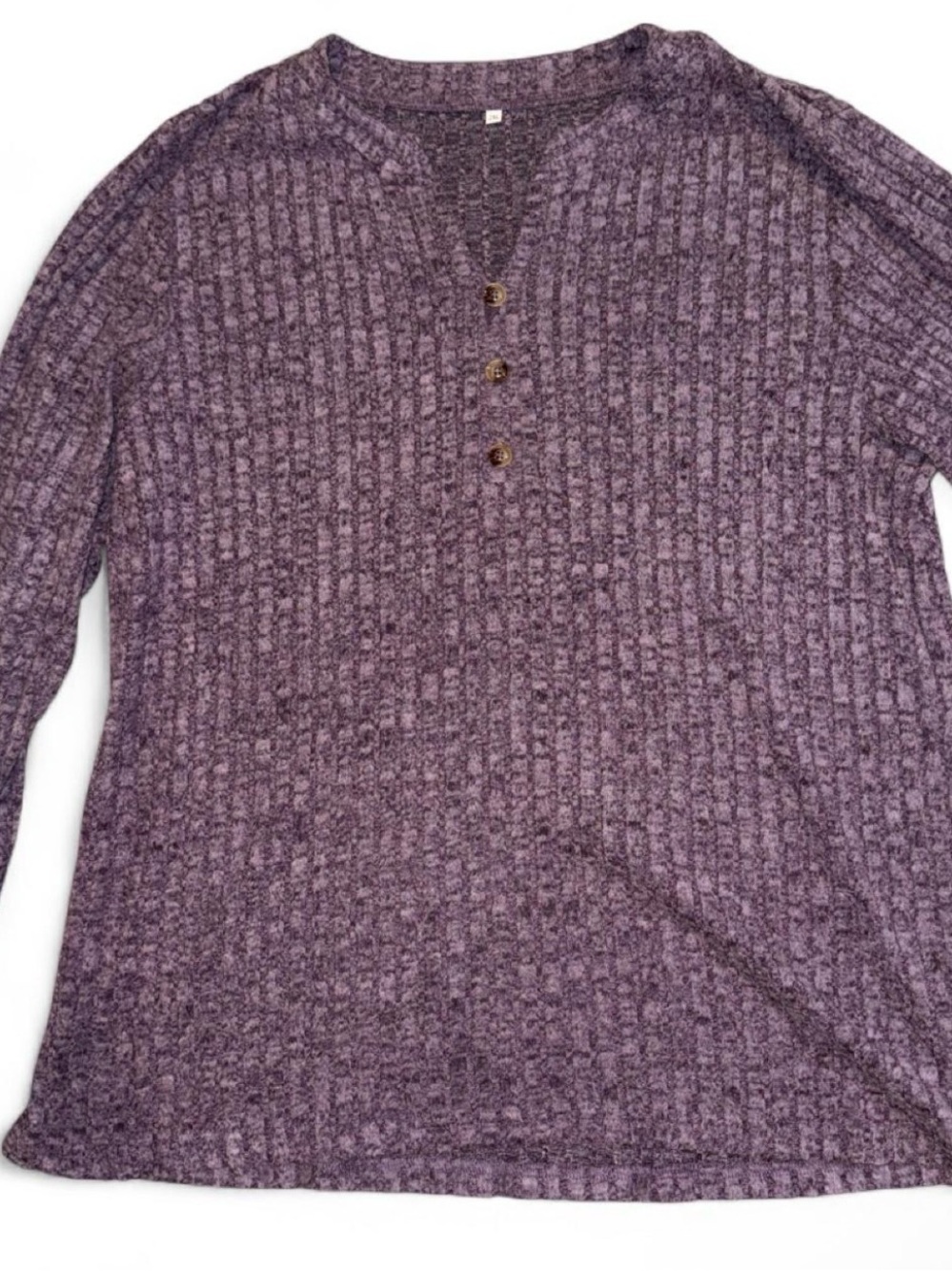 Woman’s Purple Knit Henley Sweater